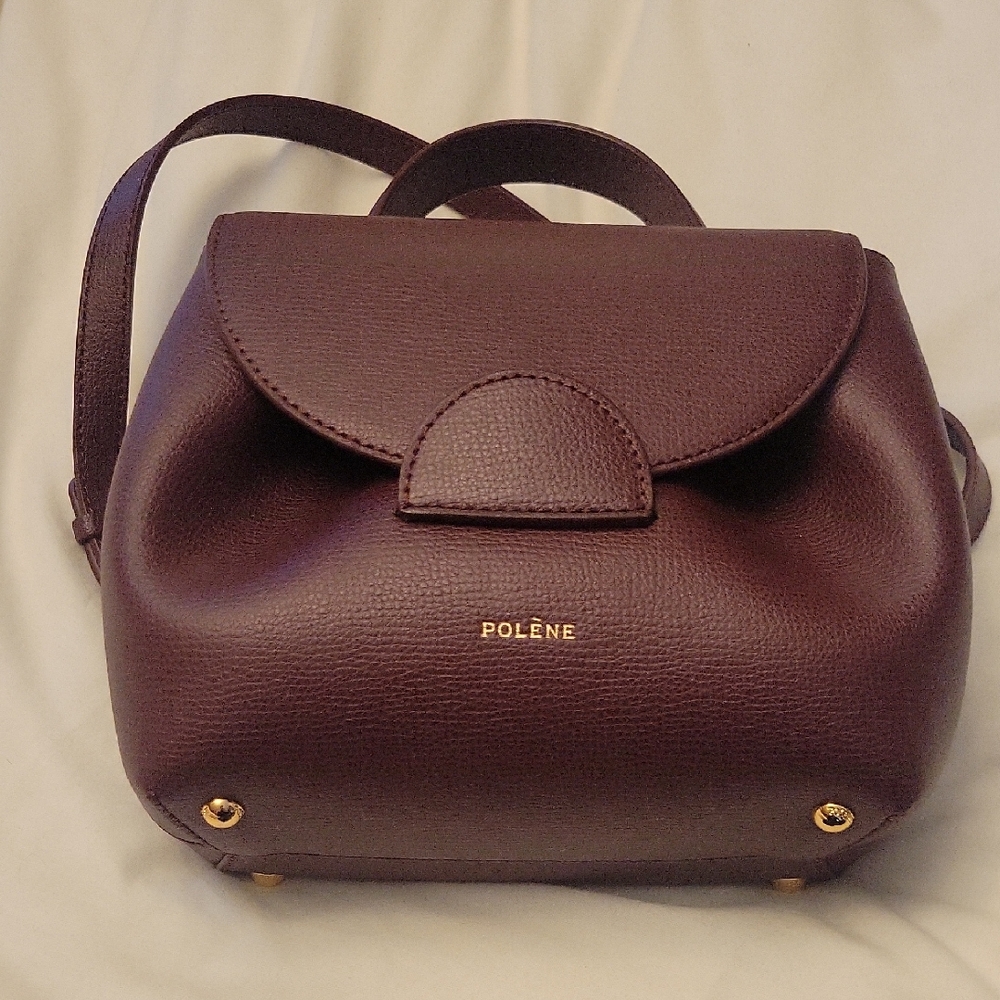 Polene Deep Brown Leather Backpack
